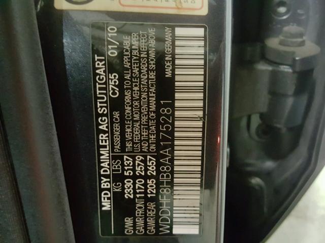 WDDHF8HB8AA175281 - 2010 MERCEDES-BENZ E 350 4MAT BLACK photo 10