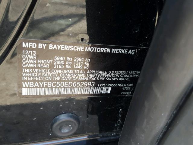 WBAYF8C50ED652993 - 2014 BMW 750 LXI BLACK photo 10