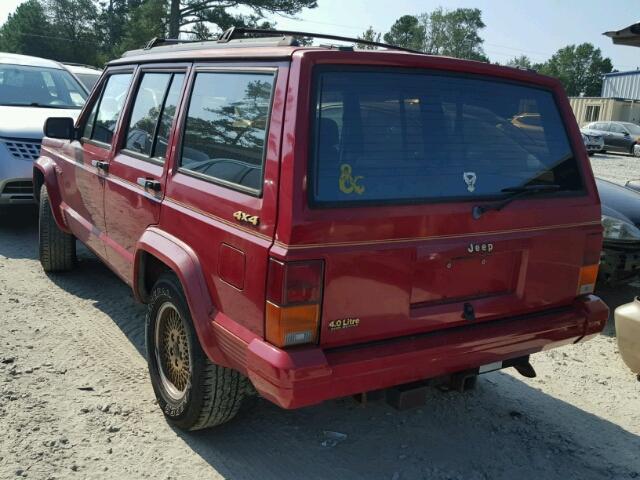 1J4FJ78S9ML612105 - 1991 JEEP CHEROKEE L RED photo 3