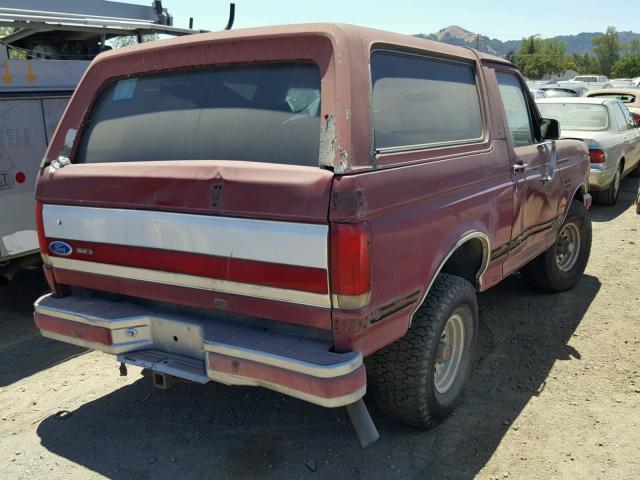 1FMEU15H0MLA28265 - 1991 FORD BRONCO U10 RED photo 4