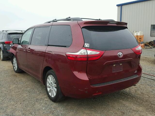 5TDJK3DC5FS110830 - 2015 TOYOTA SIENNA MAROON photo 3