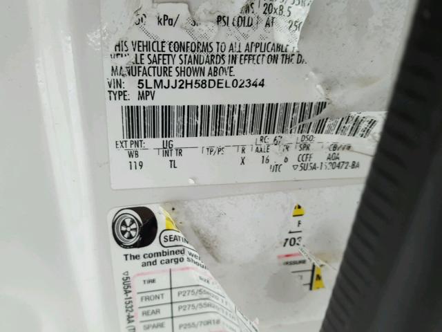 5LMJJ2H58DEL02344 - 2013 LINCOLN NAVIGATOR 白色 照片 10