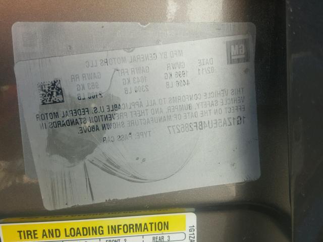 1G1ZA5EU4BF286277 - 2011 CHEVROLET MALIBU LS ყავისფერი ფოტო 10