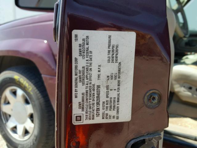 1GYEK13R2XR403798 - 1999 CADILLAC ESCALADE BURGUNDY photo 10