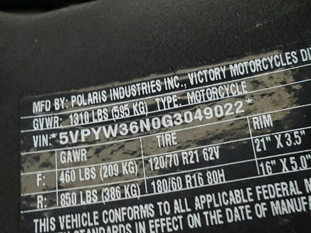 5VPYW36N0G3049022 - 2016 VICTORY MOTORCYCLES MAGNUM WHITE photo 19