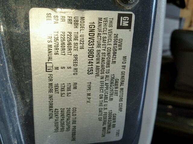 1GNDV33198D141153 - 2008 CHEVROLET UPLANDER L 灰色 照片 10