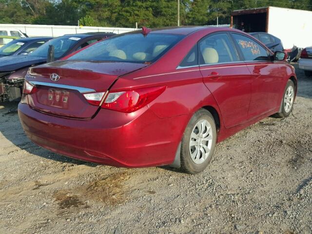 5NPEB4AC1DH538974 - 2013 HYUNDAI SONATA GLS RED photo 4