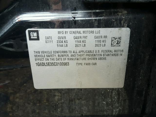 1G6DL5E35C0100983 - 2012 CADILLAC CTS PERFOR BLACK photo 10