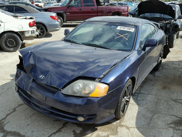 KMHHN65F34U115058 - 2004 HYUNDAI TIBURON BLUE photo 2