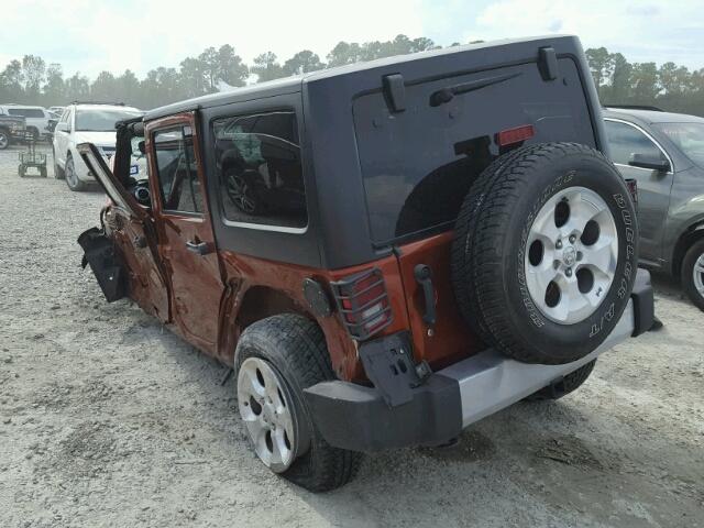 1C4HJWEG3EL221767 - 2014 JEEP WRANGLER U ORANGE photo 3
