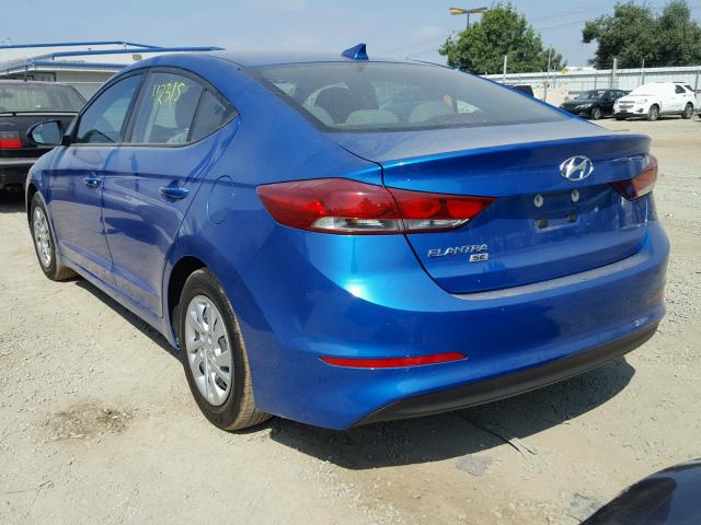 KMHD74LF7HU085911 - 2017 HYUNDAI ELANTRA SE BLUE photo 3