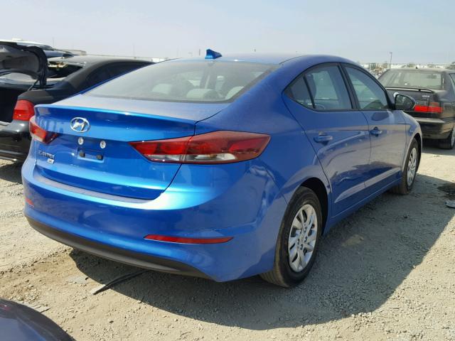 KMHD74LF7HU085911 - 2017 HYUNDAI ELANTRA SE BLUE photo 4