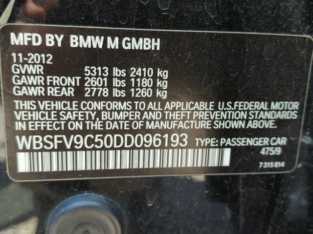 WBSFV9C50DD096193 - 2013 BMW M5 BLACK photo 10