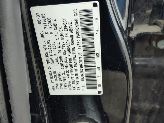 19UUA66298A007109 - 2008 ACURA TL BLACK photo 10