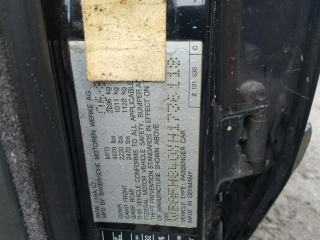 WBAFH840XH1736118 - 1987 BMW 735 I AUTO BLACK photo 10