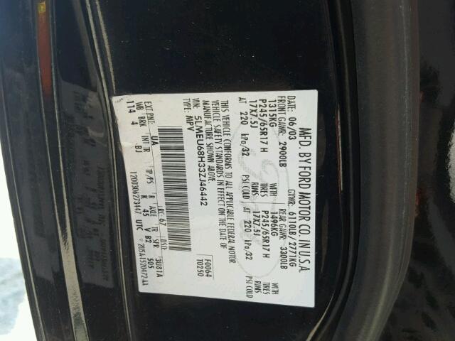 5LMEU68H33ZJ46442 - 2003 LINCOLN AVIATOR 黑色 照片 10