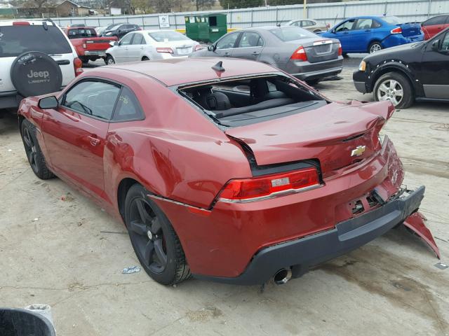 2G1FF1E34F9170452 - 2015 CHEVROLET CAMARO LT RED photo 3