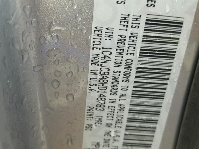 1C4NJCBA8HD148783 - 2017 JEEP COMPASS SP SILVER photo 10