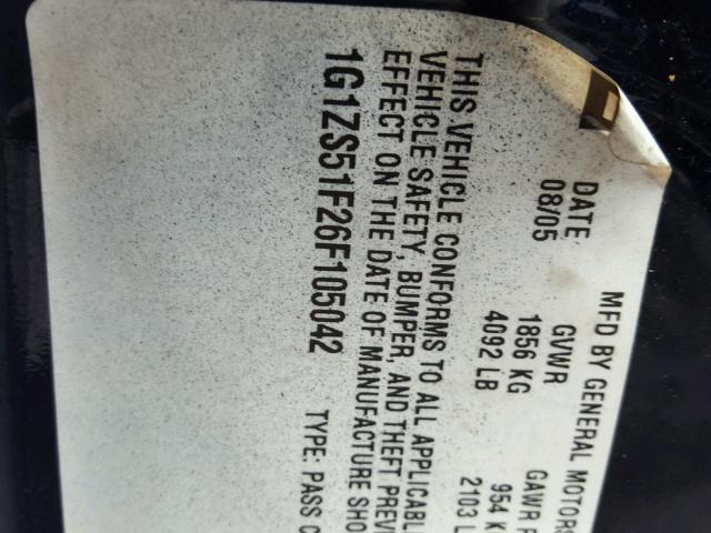 1G1ZS51F26F105042 - 2006 CHEVROLET MALIBU LS ლურჯი ფოტო 10