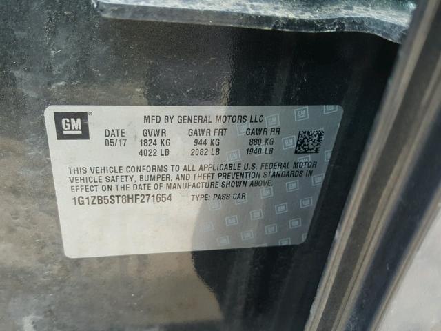 1G1ZB5ST8HF271654 - 2017 CHEVROLET MALIBU LS ნაცრისფერი ფოტო 10