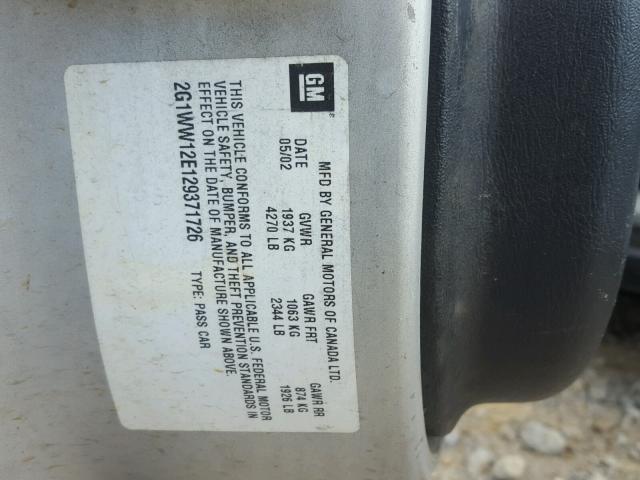 2G1WW12E129371726 - 2002 CHEVROLET MONTE CARL 银色 照片 10