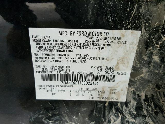 2FMHK6DT1EBD23186 - 2014 FORD FLEX LIMIT BLACK photo 10