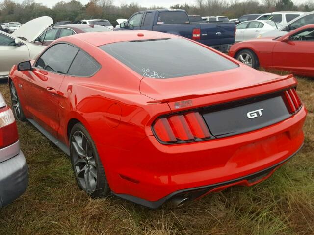 1FA6P8CF6F5433974 - 2015 FORD MUSTANG RED photo 3