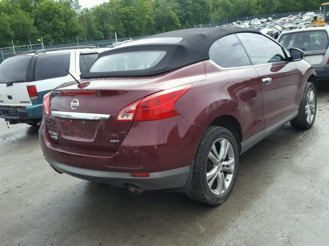 JN8AZ1FY1BW000672 - 2011 NISSAN MURANO CRO BURGUNDY photo 4