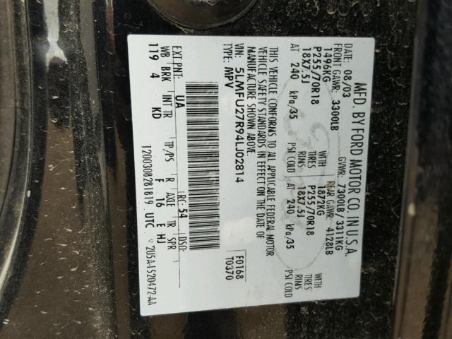 5LMFU27R94LJ02814 - 2004 LINCOLN NAVIGATOR 黑色 照片 10