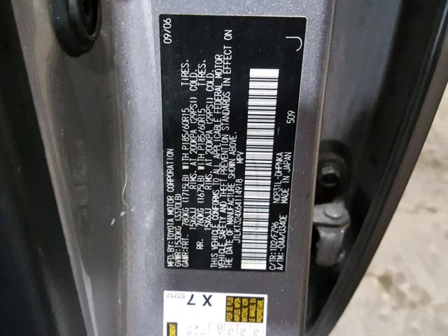 JTLKT324X64114918 - 2006 TOYOTA SCION XB Silber Foto 10