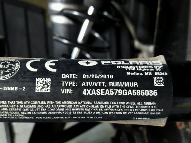 4XASEA579GA586036 - 2016 POLARIS SPORTSMAN 绿色 照片 19