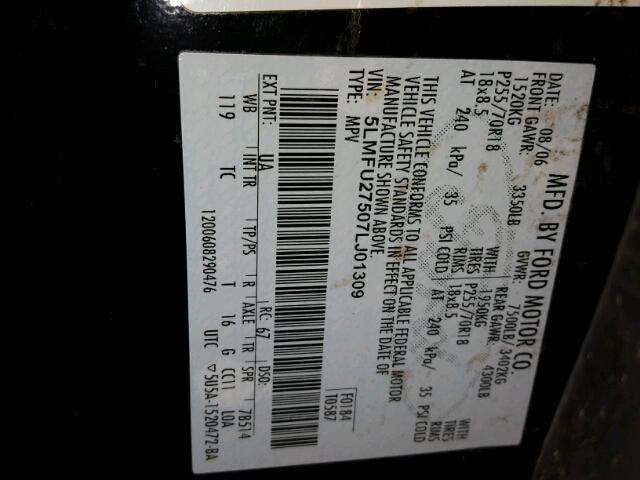 5LMFU27507LJ01309 - 2007 LINCOLN NAVIGATOR BLACK photo 10