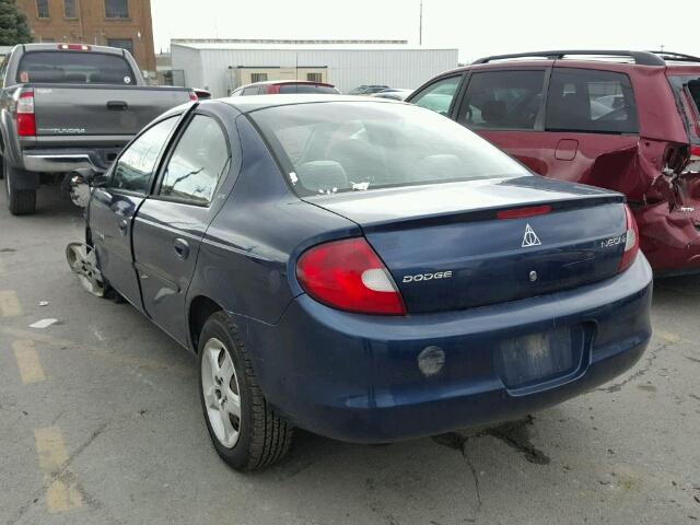 1B3AS46C61D133512 - 2001 DODGE NEON SE BLUE photo 3