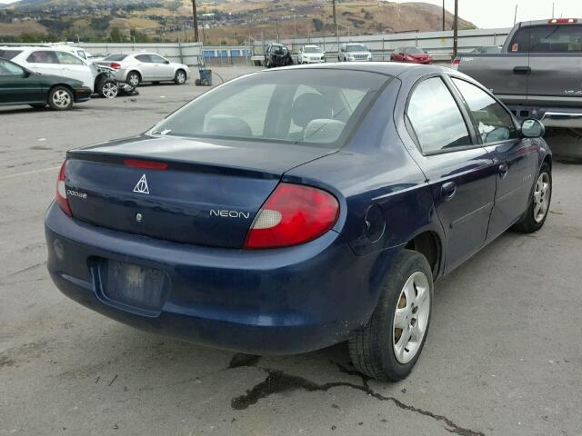 1B3AS46C61D133512 - 2001 DODGE NEON SE BLUE photo 4