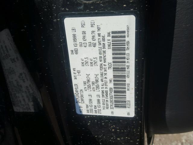 3D7KU28C03G774990 - 2003 DODGE RAM 2500 S BLACK photo 10