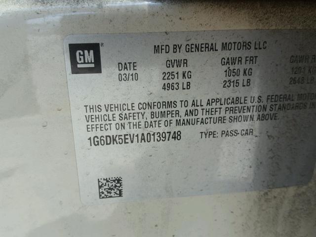 1G6DK5EV1A0139748 - 2010 CADILLAC CTS PERFOR Kahverengi fotoğraf 10