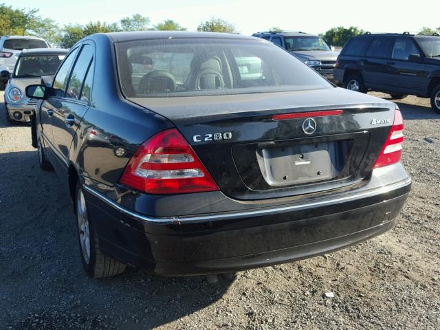 WDBRF92H97F920390 - 2007 MERCEDES-BENZ C 280 4MAT BLACK photo 3