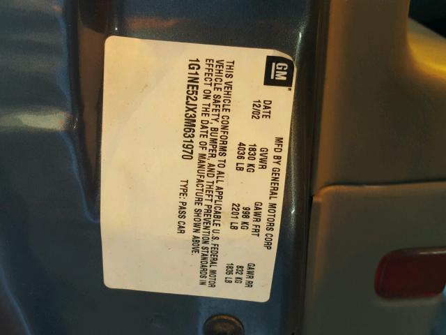 1G1NE52JX3M631970 - 2003 CHEVROLET MALIBU LS 蓝色 照片 10