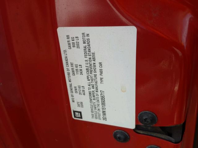 2G1WN151069356717 - 2006 CHEVROLET MONTE CARL 红色 照片 10