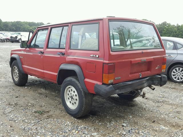 1J4FJ88S2NL250528 - 1992 JEEP CHEROKEE S RED photo 3