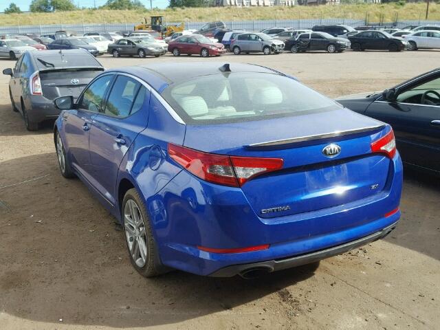 5XXGR4A61DG133417 - 2013 KIA OPTIMA SX BLUE photo 3