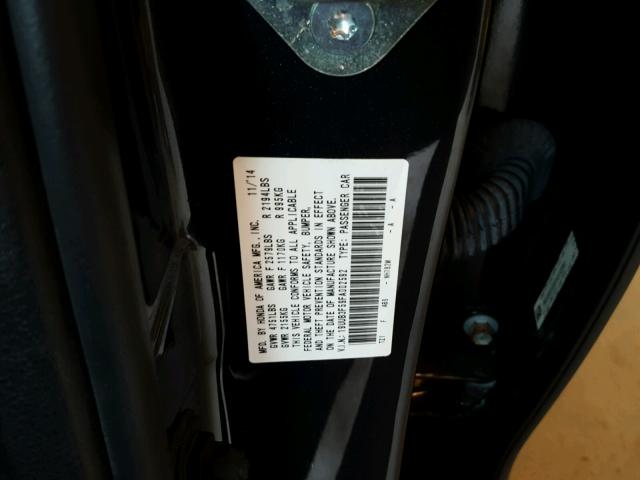 19UUB3F59FA002592 - 2015 ACURA TLX TECH BLACK photo 10