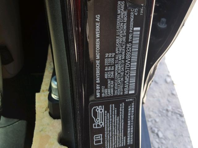 WBAVM5C57DVV89326 - 2013 BMW X1 XDRIVE3 BLACK photo 10