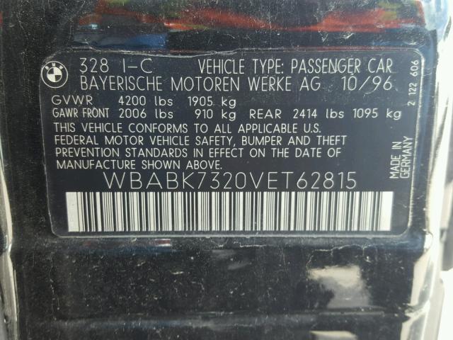 WBABK7320VET62815 - 1997 BMW 328 IC BLACK photo 10