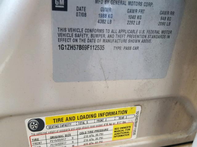 1G1ZH57B69F112535 - 2009 CHEVROLET MALIBU 1LT 棕色 照片 10