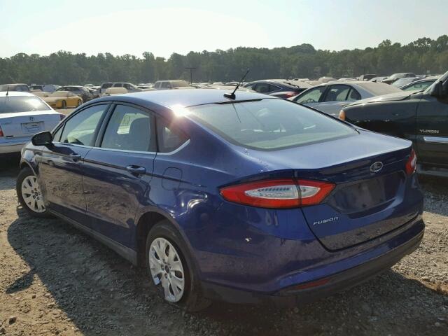 1FA6P0G73E5373297 - 2014 FORD FUSION S BLUE photo 3