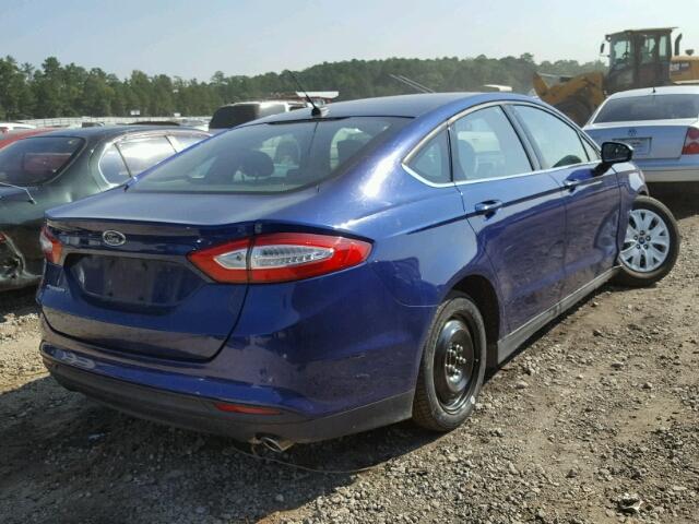 1FA6P0G73E5373297 - 2014 FORD FUSION S BLUE photo 4