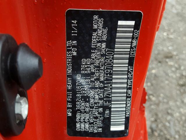 JF1ZNAA17F9708407 - 2015 TOYOTA SCION FR-S RED photo 10