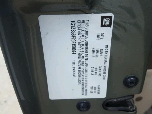 1G1ZS53F26F150074 - 2006 CHEVROLET MALIBU LS Yaşıl foto 10