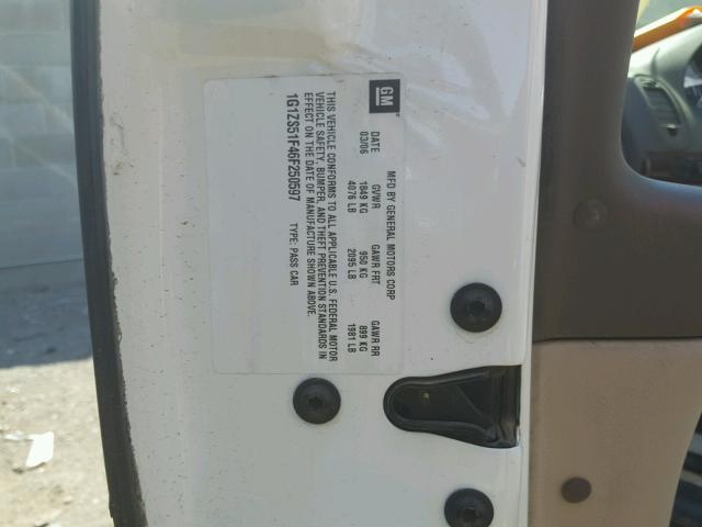 1G1ZS51F46F250597 - 2006 CHEVROLET MALIBU LS თეთრი ფოტო 10